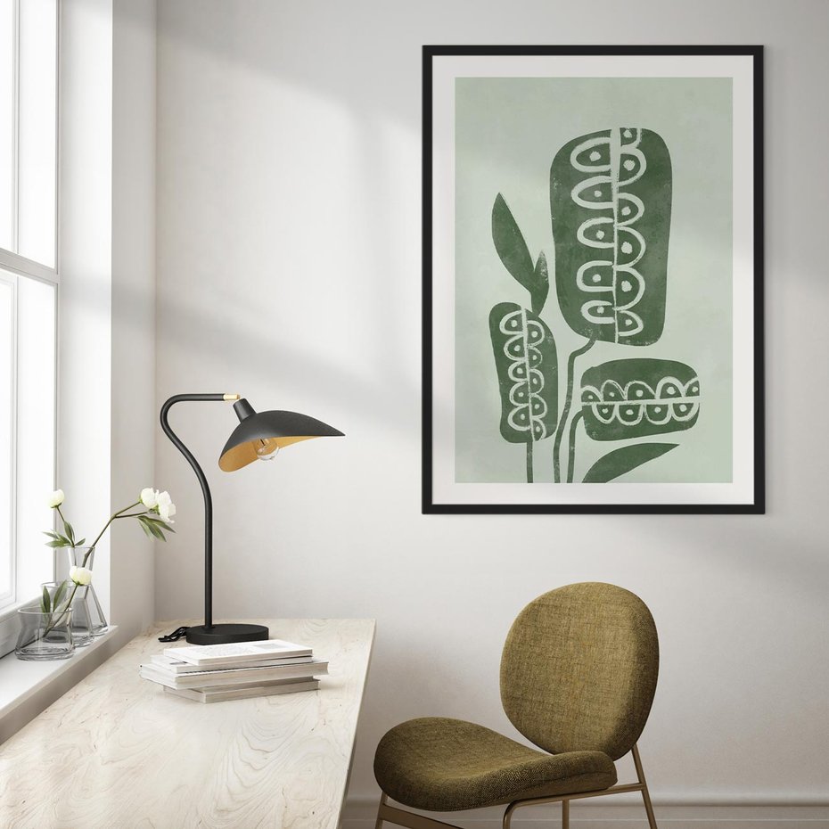 Plakat bez ramy 50x70 - Nurtująca Zieleń - abstrakcyjny zielony motyw, skandynawski design