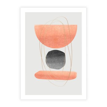 Plakat bez ramy 50x70 - Abstrakcyjne Plamy z Złotymi Liniami - abstrakcja, boho plamy