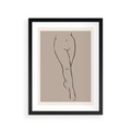 Plakat w ramie 30x40 - Intrygujące Szkice - mnimalistyczny akt kobiecy, beżowa tonacja - rama czarna
