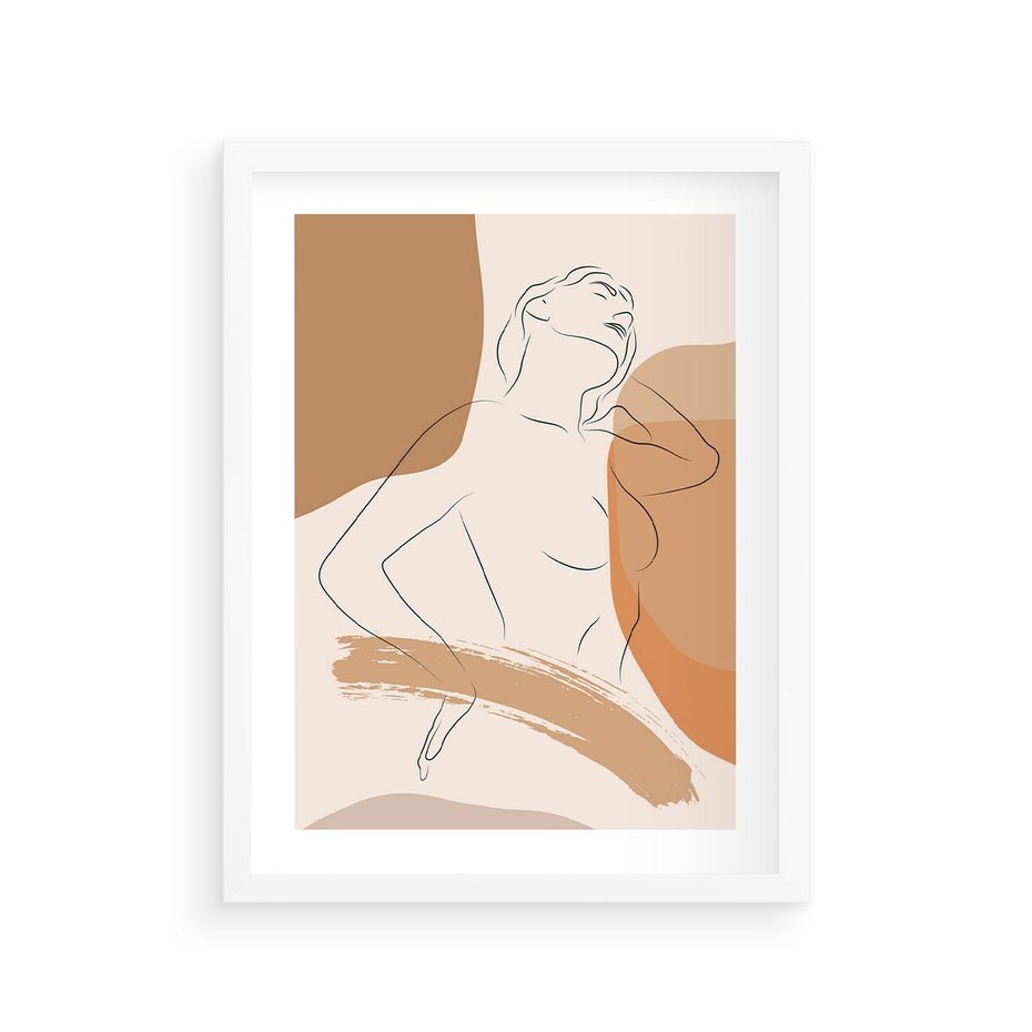 Plakat w ramie 30x40 - Sztuka Prostoty - kobieta, szkic - rama biała