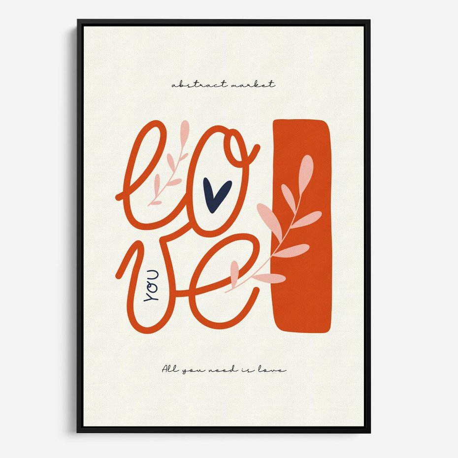 Obraz w ramie 70x100 - Pastelowa Siła Miłości - miłość, love - rama czarna