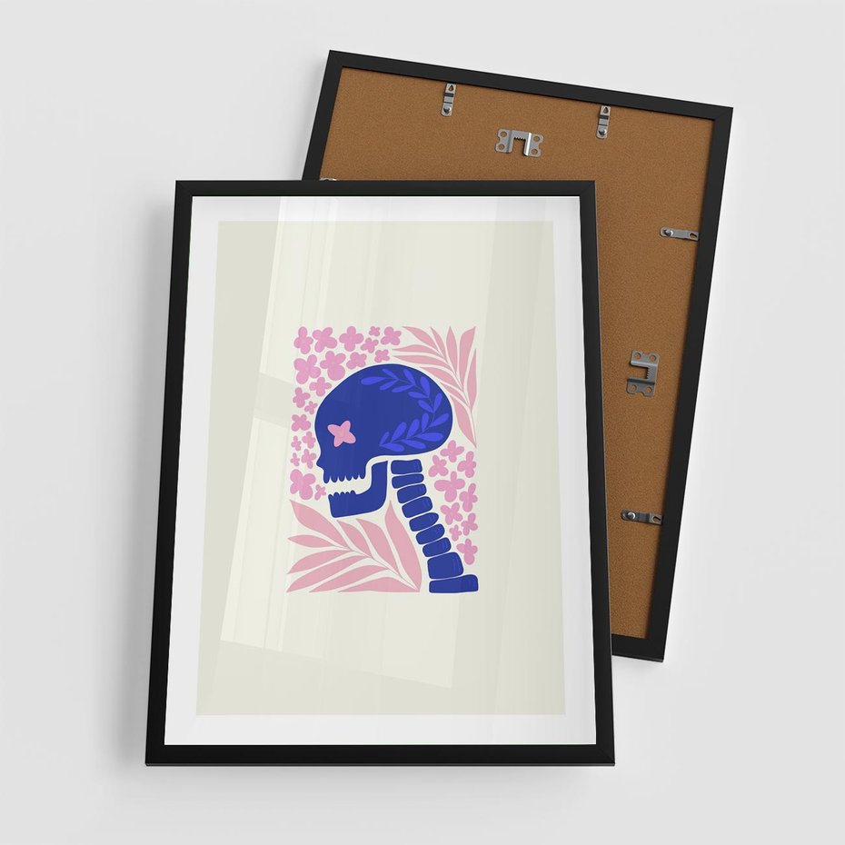 Plakat w ramie 50x70 - Żart z Czaszką - abstrakcja, sztuka nowoczesna - rama czarna