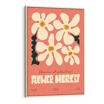 Obraz w ramie 70x100 - Szkicowane Kolorowe Uczucia - kwiatowa kompozycja, minimalizm - rama drewno