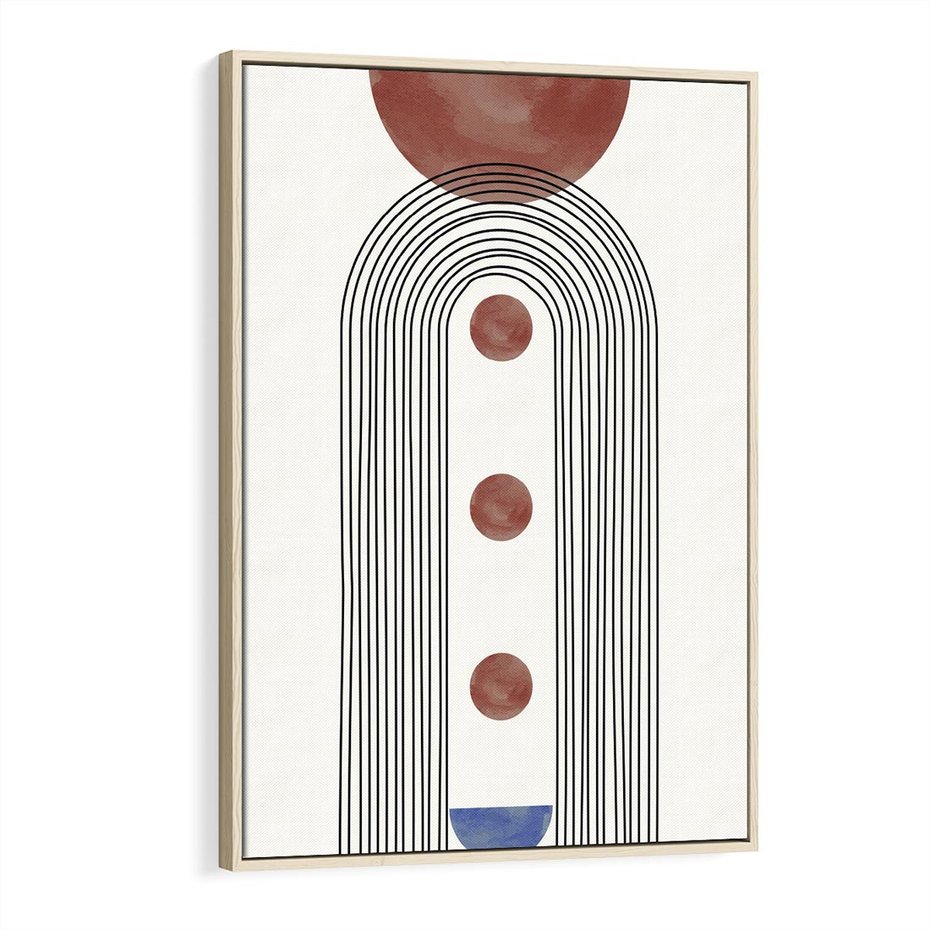 Obraz w ramie 80x120 - Symfonia Kształtów - nowoczesny plakat, styl midcentury - rama drewno