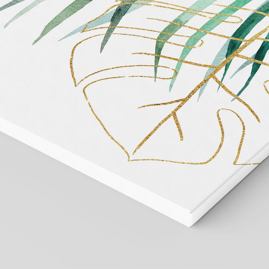 Obraz na płótnie 120x60 - Luksus w Detalu - złote, liście