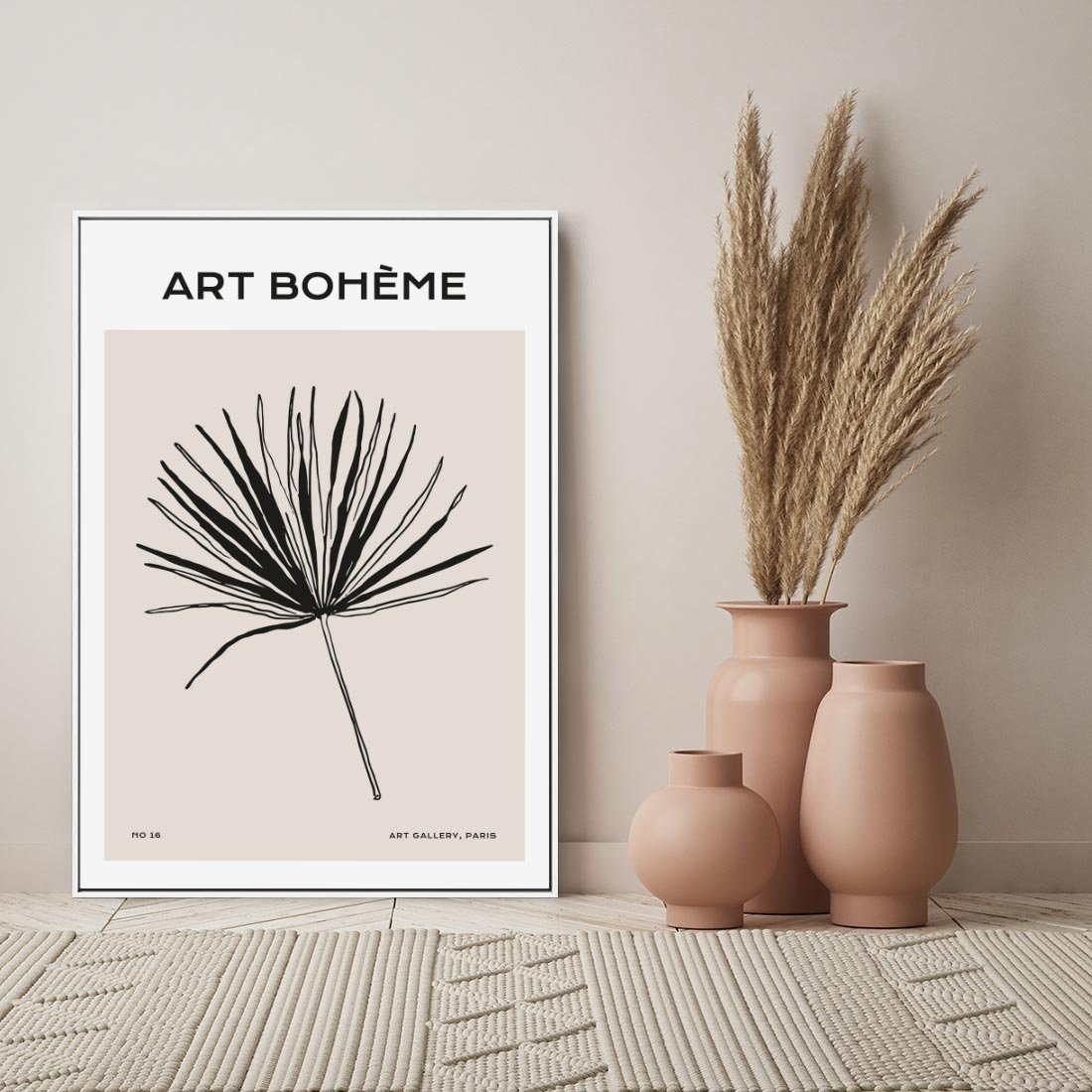 Obraz w ramie 80x120 - Rozkwitające Boho Kształty - boho sztuka, plakat - rama biała