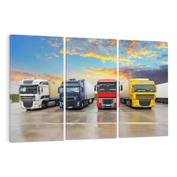 Obraz na płótnie 120x80 - Tiry i samochody w ruchu - ciężarówki, tiry