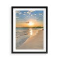 Plakat w ramie 50x70 - Zachód słońca na plaży - plaża, zachód - rama czarna
