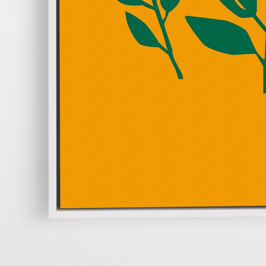 Obraz w ramie 50x70 - Kolorowe Impresje - abstrakcyjna kwiatowa kompozycja, żółte mocne tło - rama biała