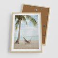 Plakat w ramie 50x70 - Relaks na plaży - palma, hamak - rama drewno