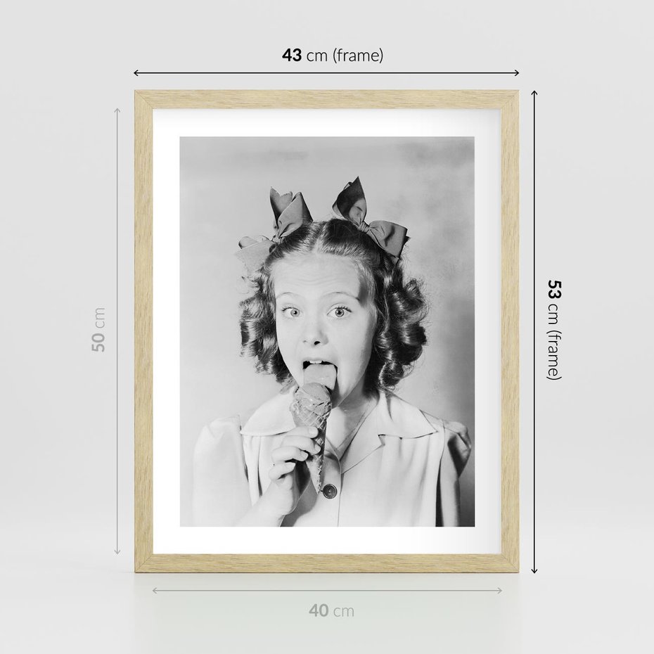 Plakat w ramie 40x50 - Pyszny Deser - retro zdjęcie, czarno białe - rama drewno