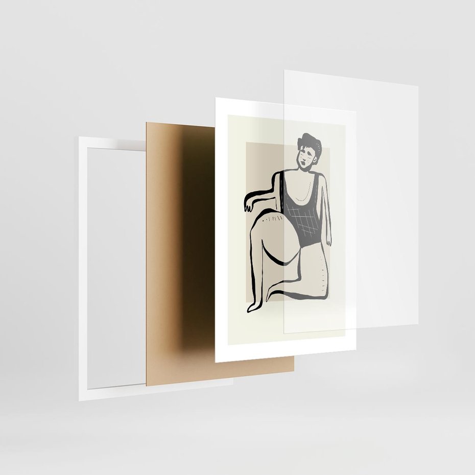 Plakat w ramie 30x40 - Szkic Kobiety w Czerni i Bieli - grafika, modern - rama biała