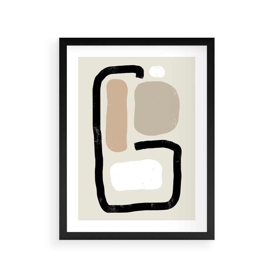 Plakat w ramie 30x40 - Kształtne Formy - geometryczne nieregularne kształty, nowoczesna kompozycja - rama czarna