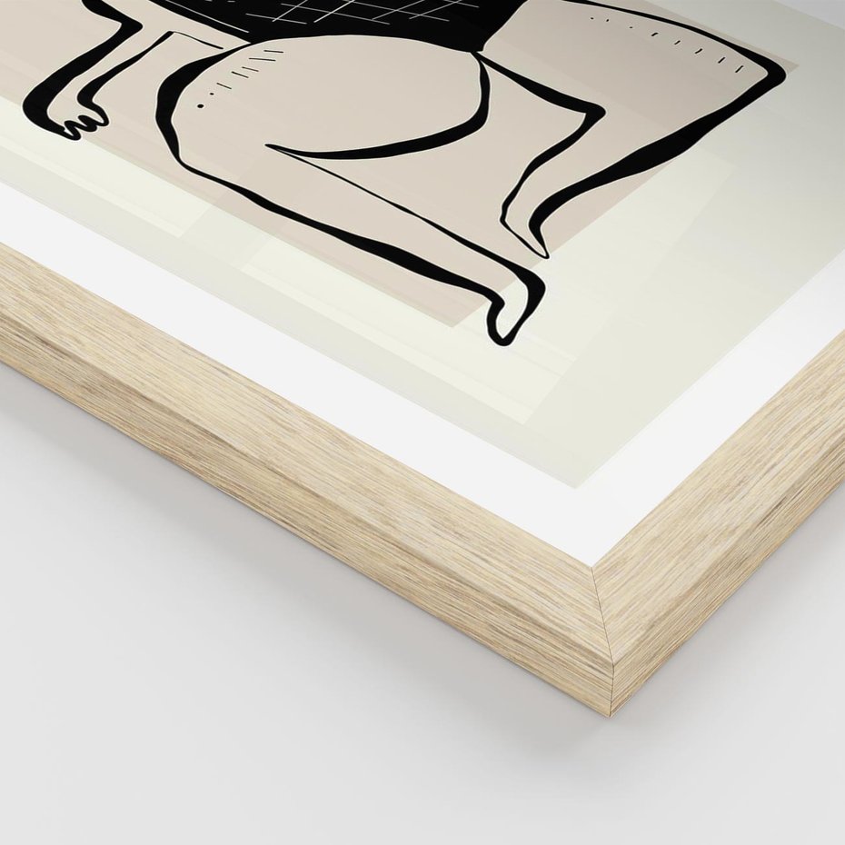 Plakat w ramie 30x40 - Szkic Kobiety w Czerni i Bieli - grafika, modern - rama drewno