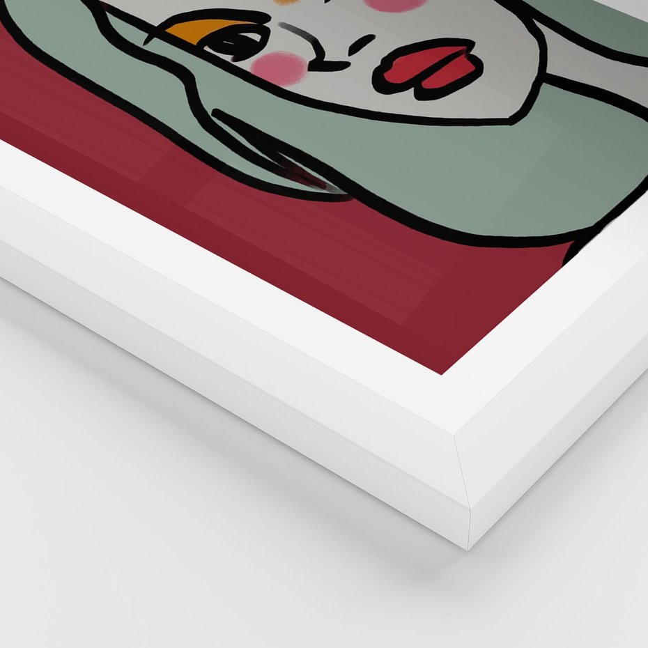 Plakat w ramie 50x70 - Ekspresja Linii - nowoczesny plakat, mocna linie - rama biała