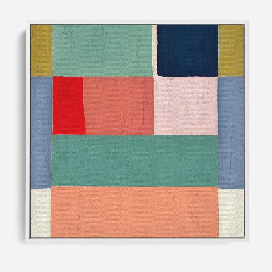 Obraz w ramie 80x80 - Bezgraniczne Nastroje Harmonii - abstrakcyjne geometryczne kształty, olejny obraz - rama biała