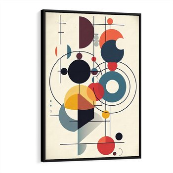 Obraz w ramie 50x70 - Rozbijające Barwne Granice - abstrakcyjna geometryczna kompozycja, koła linie - rama czarna