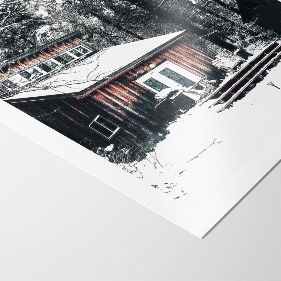 Plakat bez ramy 30x40 - Zimowy Urok Drewnianego Domku - zima, drewniany domek
