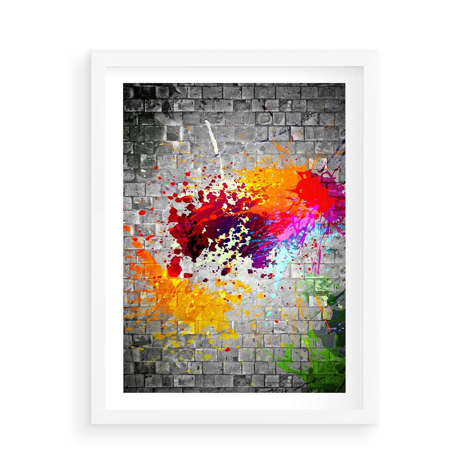 Plakat w ramie 50x70 - Ekspresja Graffiti - farba, graffiti - rama biała