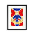 Plakat w ramie 30x40 - Eklektyczny Majestat - wyrazista grafika, mocne kolory czerwień niebieski żółty - rama czarna
