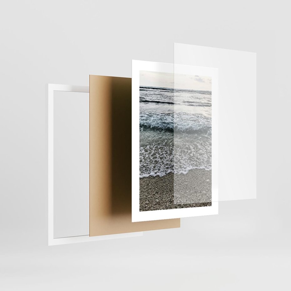 Plakat w ramie 30x40 - Spokojna Plaża - plaża, żwirek - rama biała