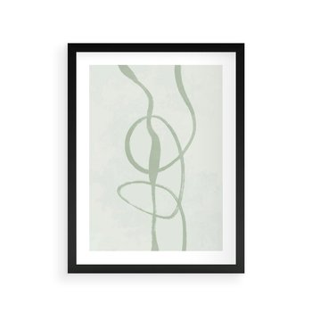 Plakat w ramie 40x50 - Zieleń Wewnętrznej Harmonii - zielona abstrakcja, zgaszona zieleń - rama czarna