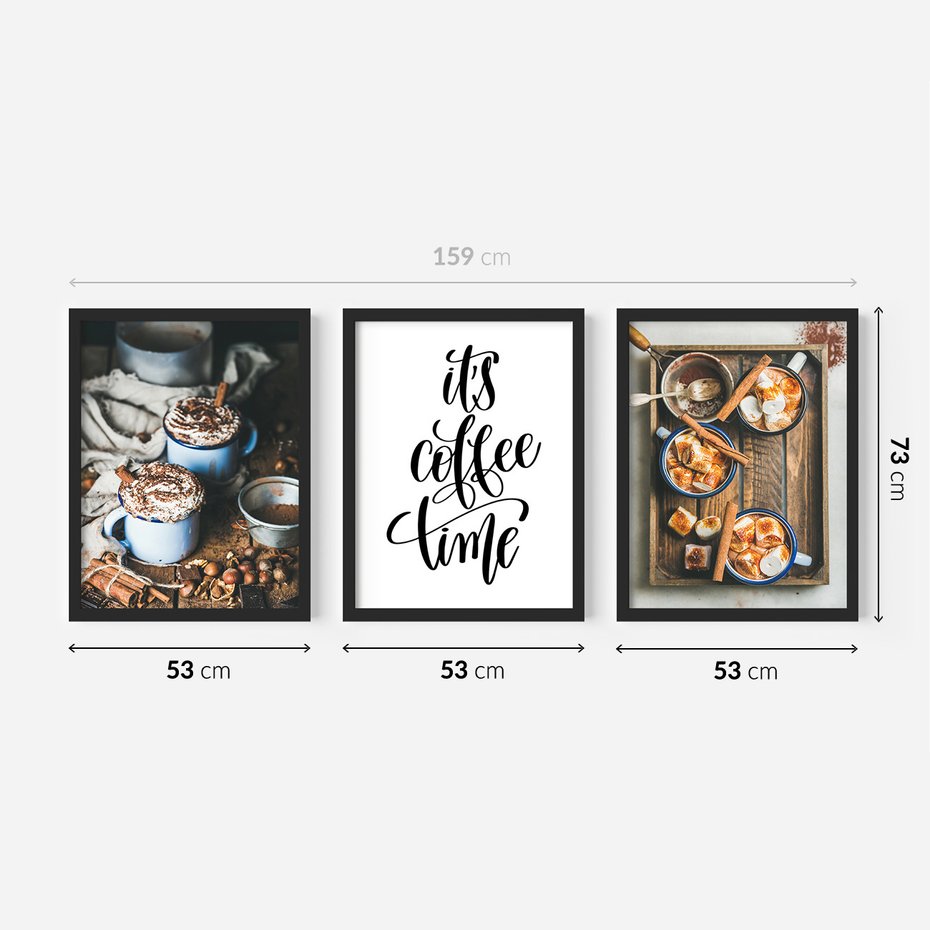 Zestaw obrazy w ramie 50x70 galeria - Kawa, napis, pozytywny, cytat - rama czarna