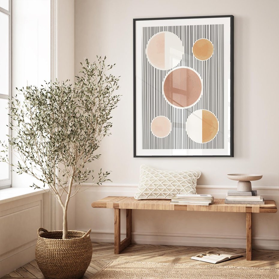 Plakat bez ramy 40x50 - Rozplątane Granice - abstrakacyjna nowoczesna sztuka, koła okręgi