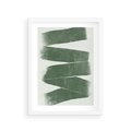 Plakat w ramie 30x40 - Zielone Refleksje - abstrakcja, zgaszony zielony kolor - rama biała