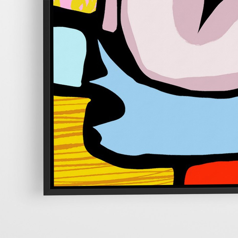 Obraz w ramie 70x100 - Czarny Komiks - abstrakcyjne formy, komiksowy styl - rama czarna