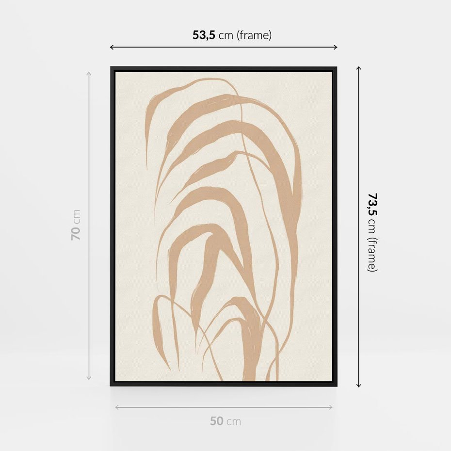 Obraz w ramie 50x70 - Formy Nowoczesności - minimalistyczny plakat, liście palmy - rama czarna