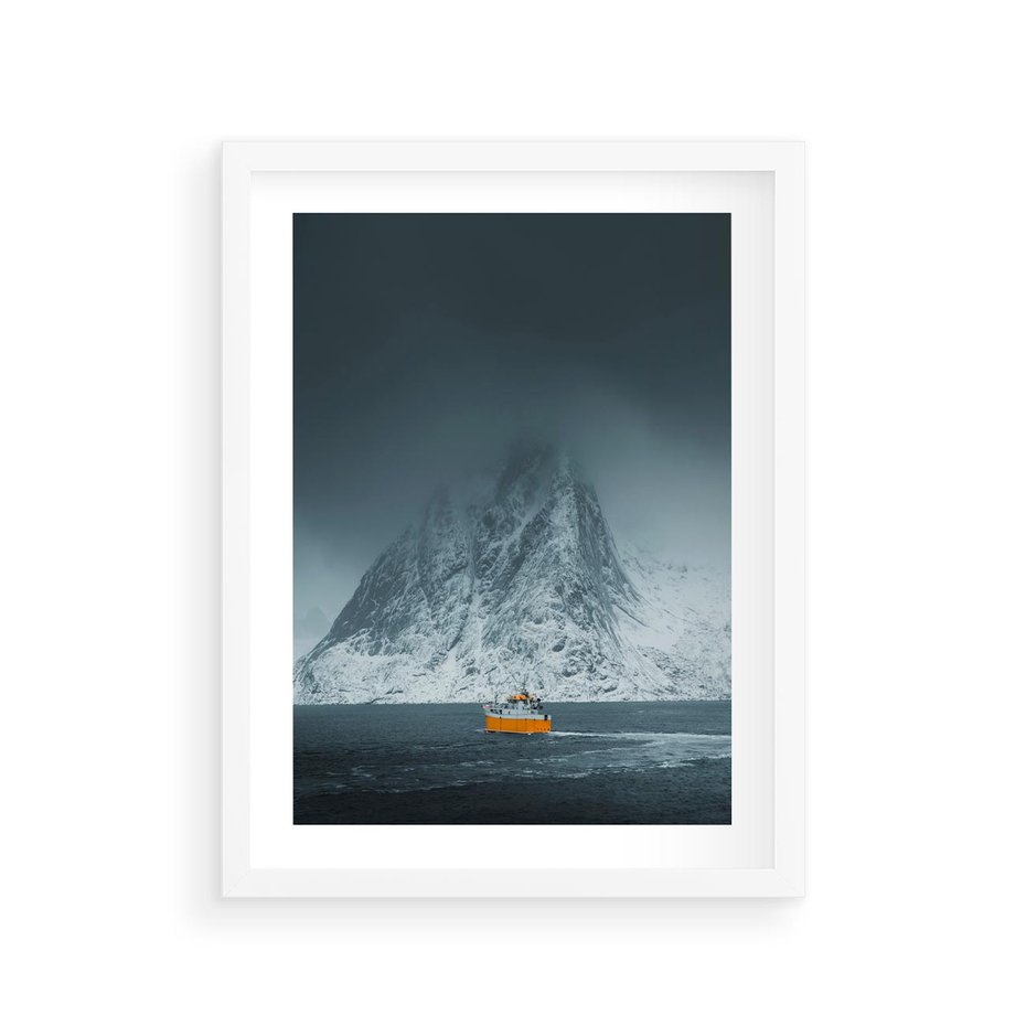 Plakat w ramie 30x40 - Skandynawski pejzaż - skadynawski, pejzaż - rama biała
