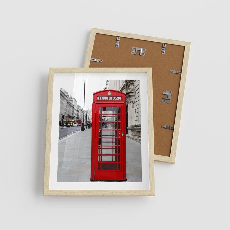 Plakat w ramie 40x50 - Londyńska budka w perspektywie - budka, Londyn - rama drewno