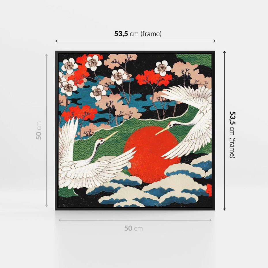 Obraz w ramie 50x50 - Wibracje emocji - sztuka japońska, wyraziste kolory - rama czarna