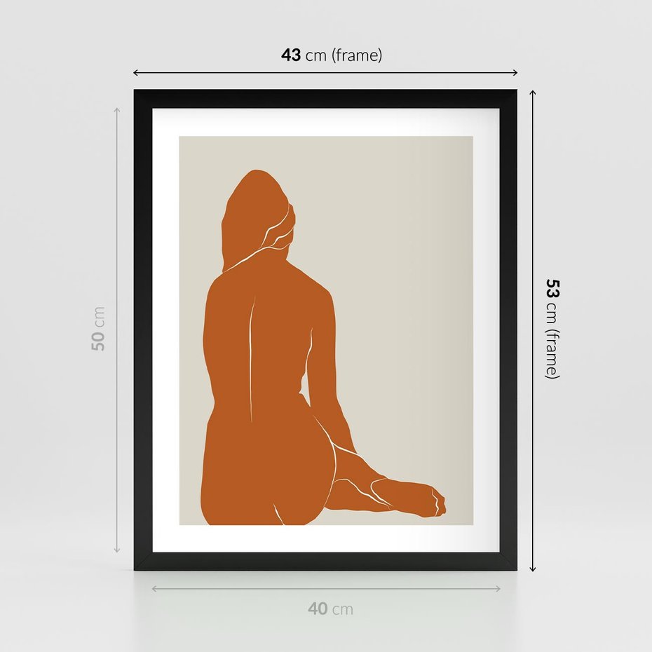 Plakat w ramie 40x50 - Kobieca Sylwetka w Stylu Modernistycznym - modernistyczny pakat, kobieca sylwetka - rama czarna