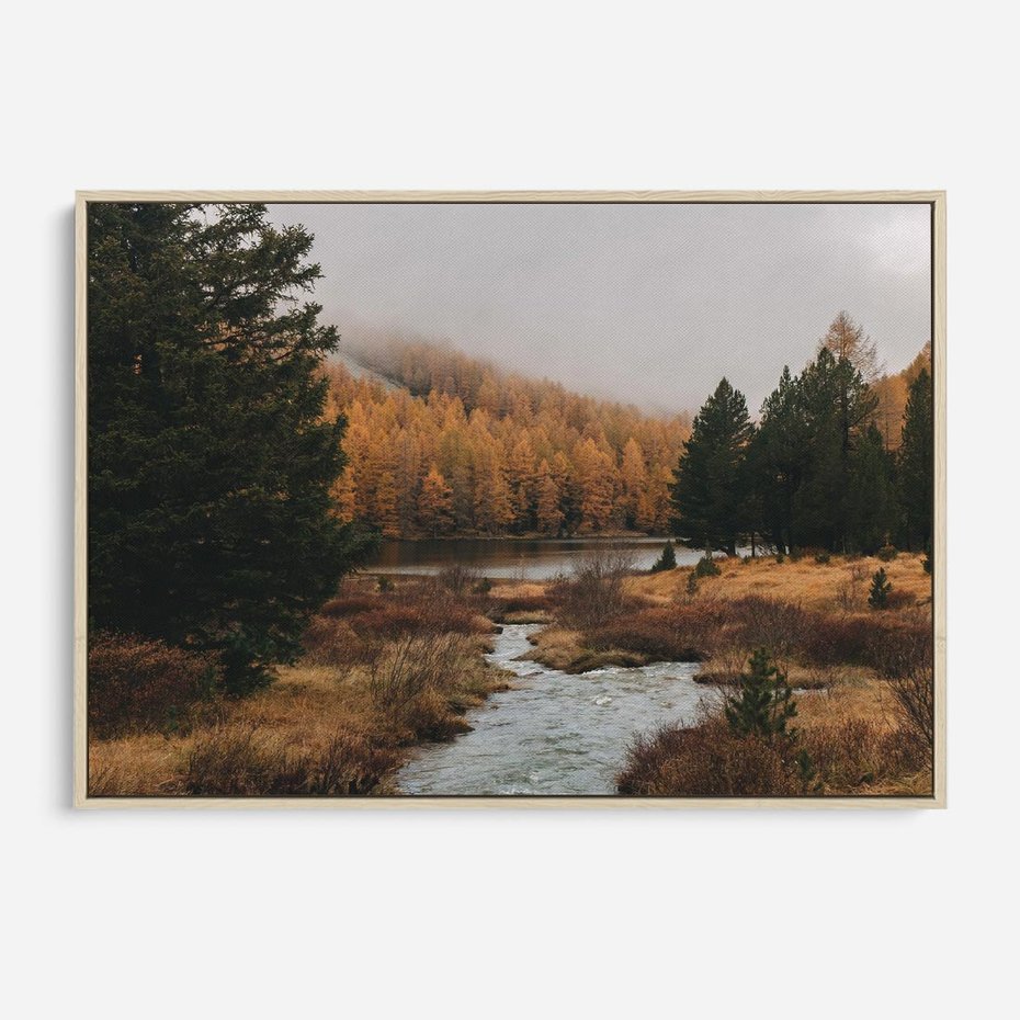 Obraz w ramie 70x50 - W Górskiej Dolinie - artystyczna fotografia, las - rama drewno