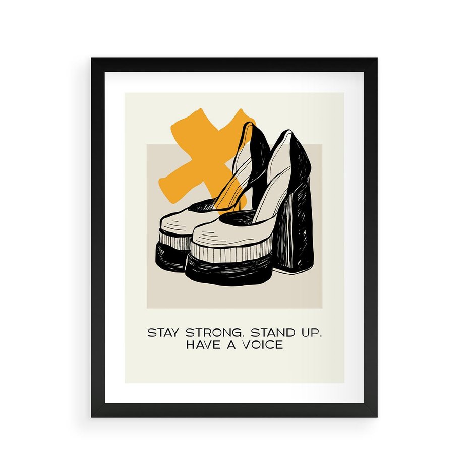 Plakat w ramie 40x50 - Kobiece Obcasy - plakat, minimalizm - rama czarna