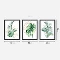 Zestaw obrazy w ramie 50x70 galeria - Liście, monstera, palma, złote, akwarela - rama czarna