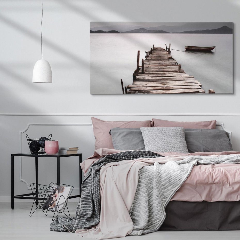 Obraz na płótnie 140x70 - Spokój nad Jeziorem - pomost, jezioro