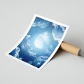 Plakat bez ramy 21x30 - Księżycowe Chmury - księżyc, chmury