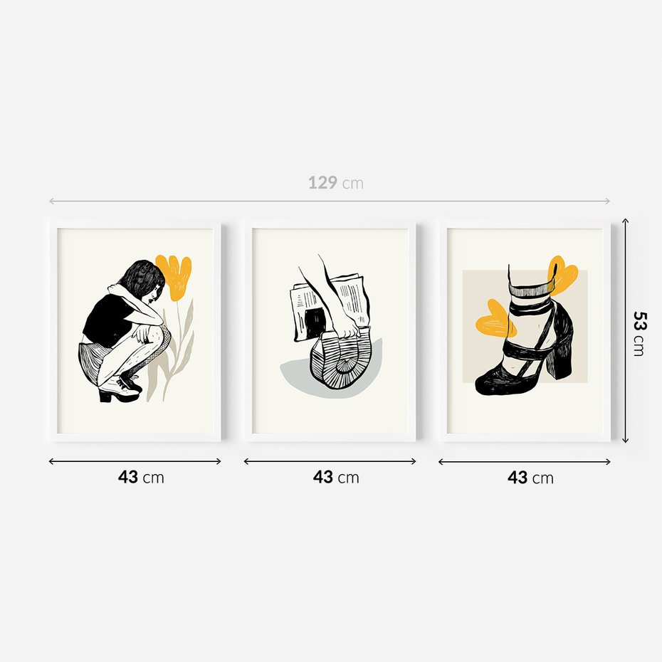 Zestaw obrazy w ramie 40x50 galeria - Moda, fashion, kobieta, szpilki - rama biała