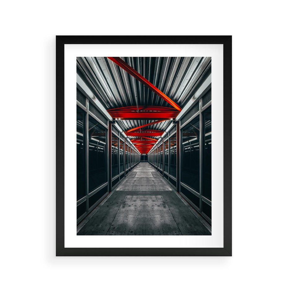 Plakat w ramie 40x50 - Nieskończoność Przestrzeni - korytarz, perspektywa - rama czarna