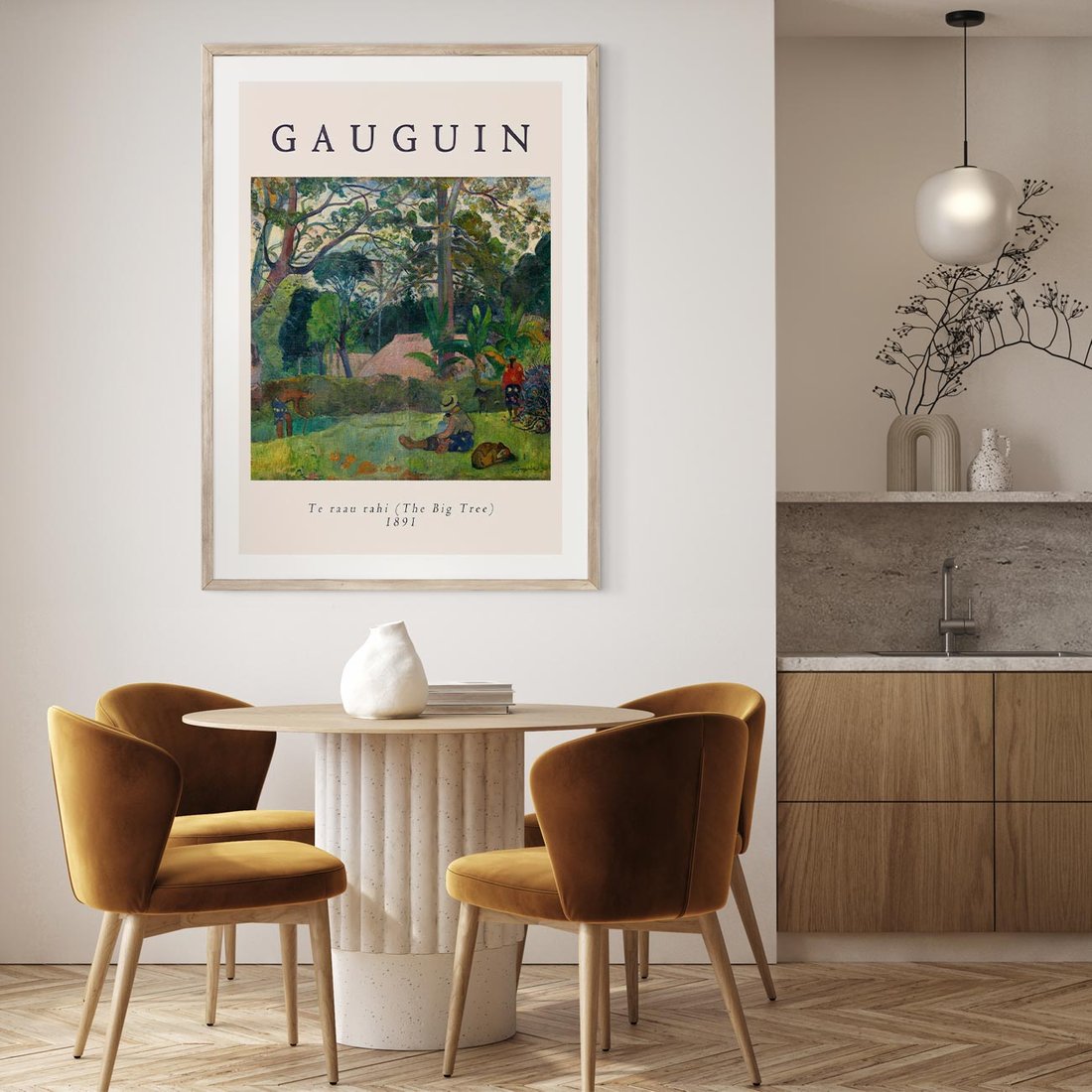 Plakat w ramie 50x70 - Gauguin: Reprodukcja i Typografia - Gauguin, reprodukcja - rama drewno