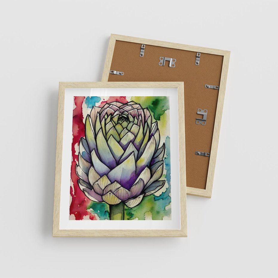 Plakat w ramie 40x50 - Zamknięte w Roślinie - abstrakcja, akwarela - rama drewno