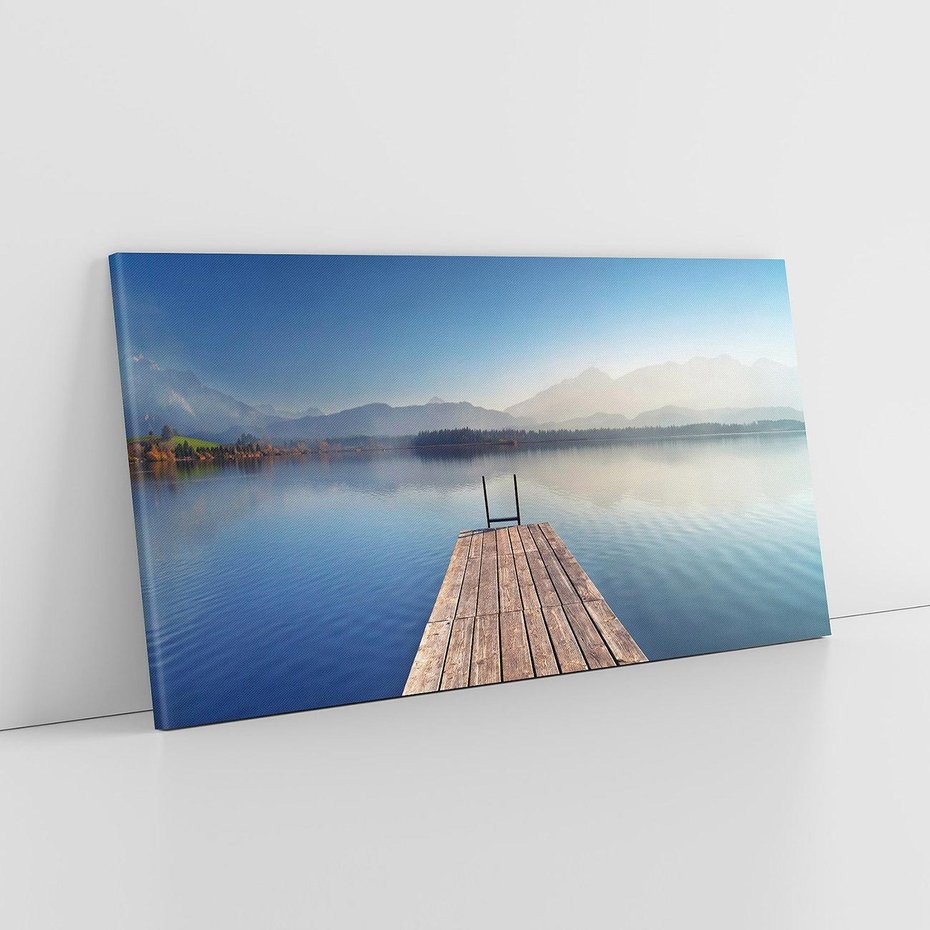 Obraz na płótnie 120x60 - Alpy: jezioro i malownicze molo - Alpy, jezioro