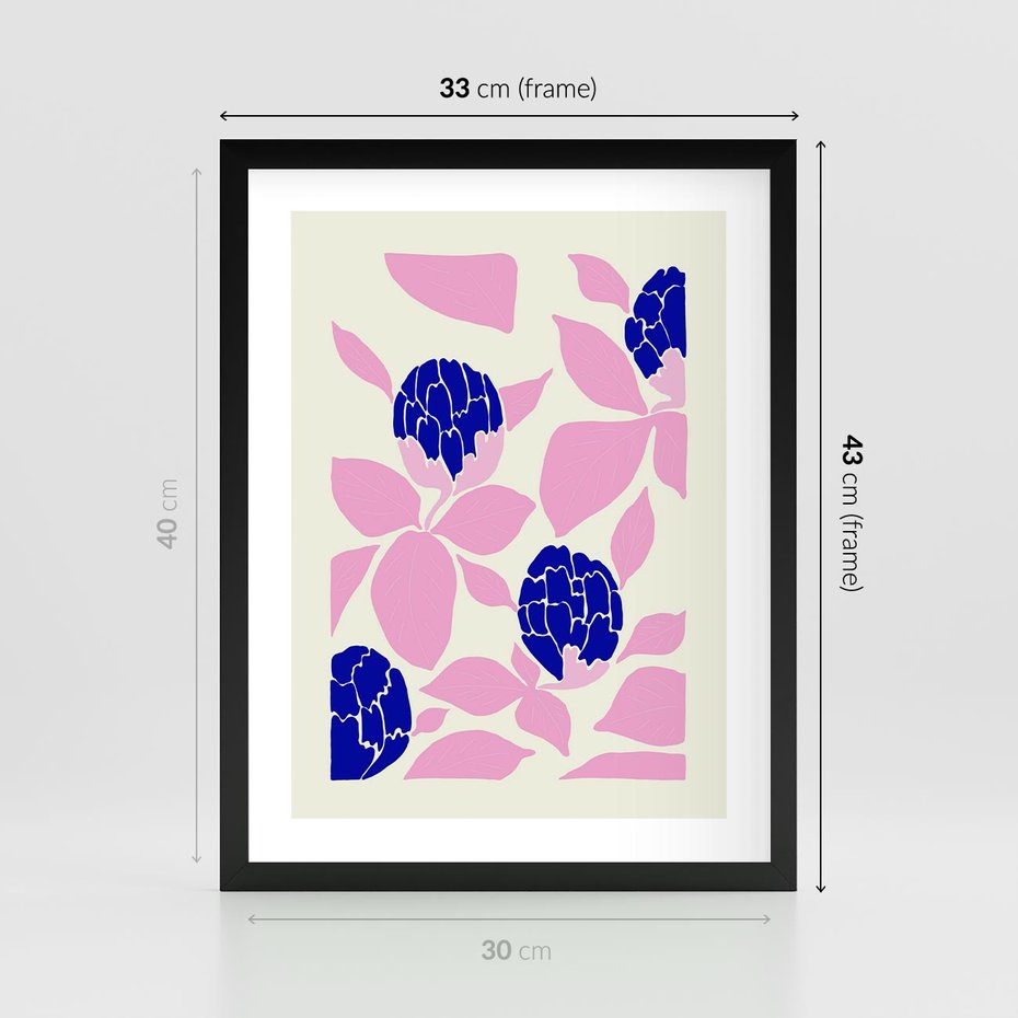 Plakat w ramie 30x40 - Impresje deszczu - nowoczesna kompozycja, kwiaty - rama czarna