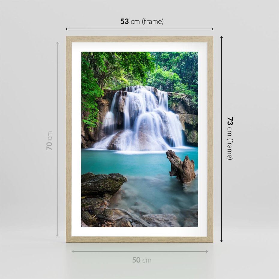 Plakat w ramie 50x70 - Abstrakcyjna nowoczesność - wodospad, woda - rama drewno