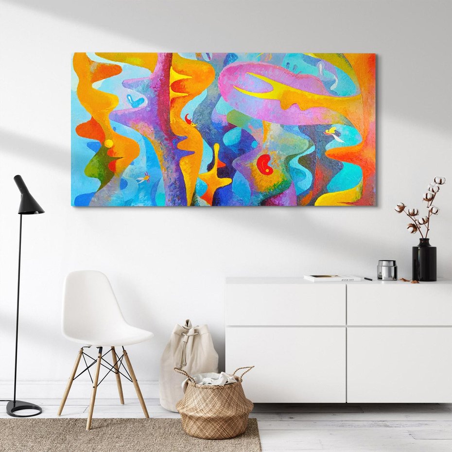 Obraz na płótnie 120x60 - Płomienne Tańce Abstrakcji - energetyczna abstrakcja, dziwne formy