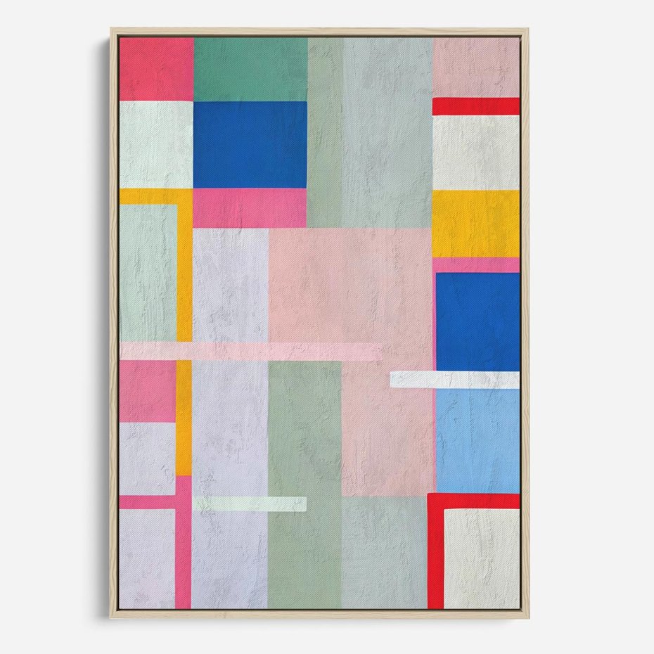 Obraz w ramie 80x120 - Rozbijające Granice Wyobraźni - abstrakcyjne geometryczne kształty, olejny obraz - rama drewno