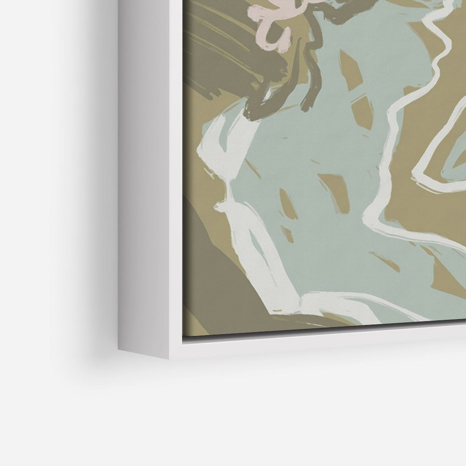 Obraz w ramie 70x100 - Wizja Przestrzeni - pastelowy krajobraz, nowoczesny plakat - rama biała